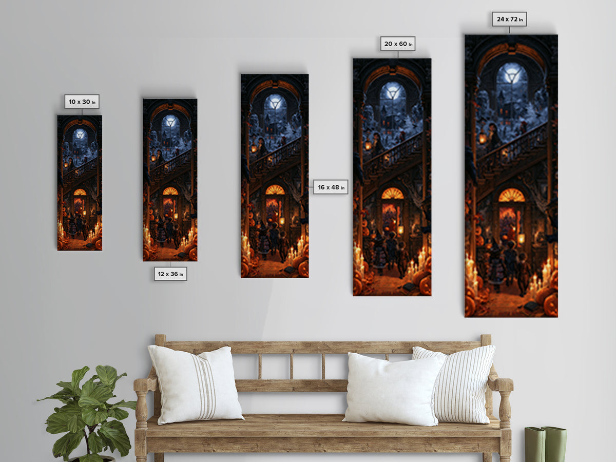 The Trick-Or-Treat Procession, Macabre Victorian Decor, Tall Narrow Wall Art, Canvas Print, Gothic Wall Decor, Halloween Portrait Art