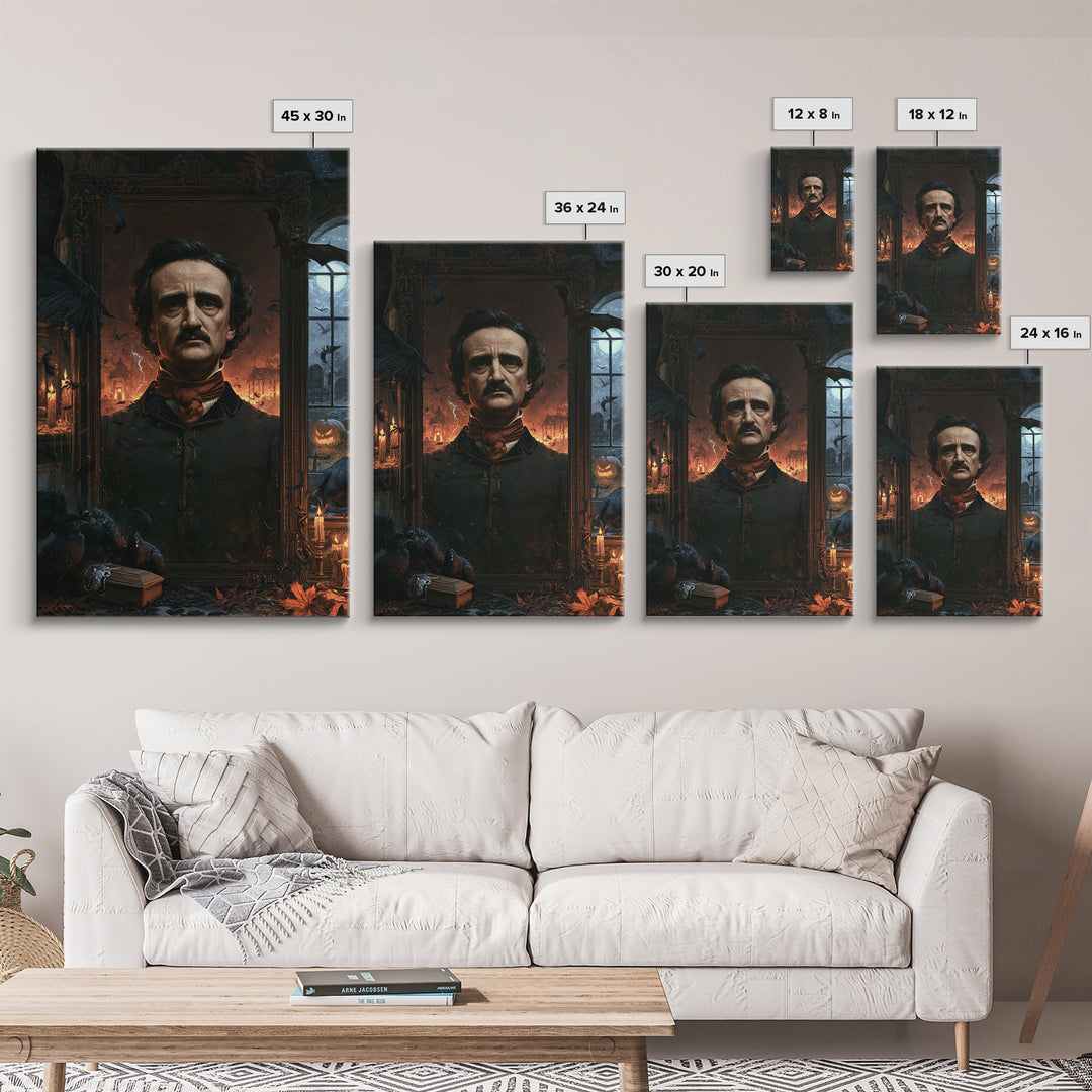 The Raven Funeral, Dark Academia Wall Art, Vertical Wall Art, Framed Canvas Print, Gothic Wall Decor, Halloween Portrait Art