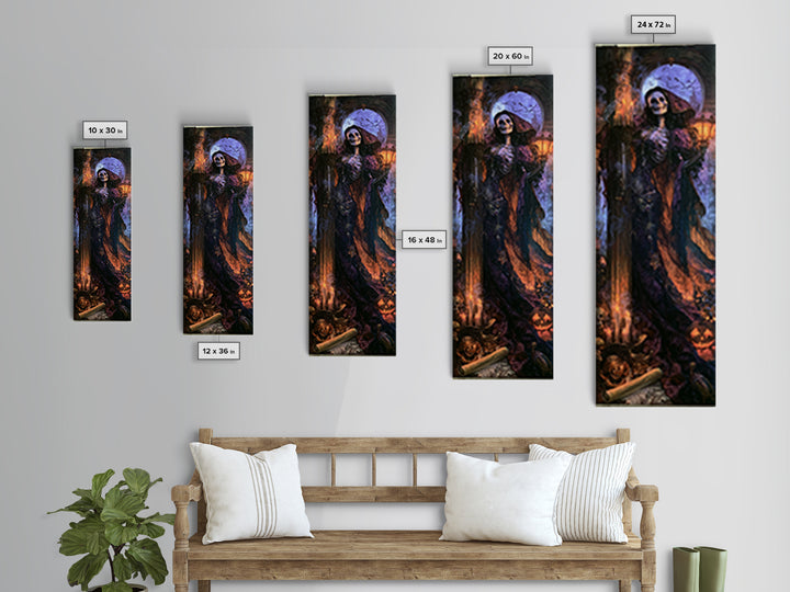 The Graveyard Dance, Macabre Victorian Decor, Tall Narrow Wall Art, Canvas Print, Gothic Wall Decor, Halloween Portrait Art
