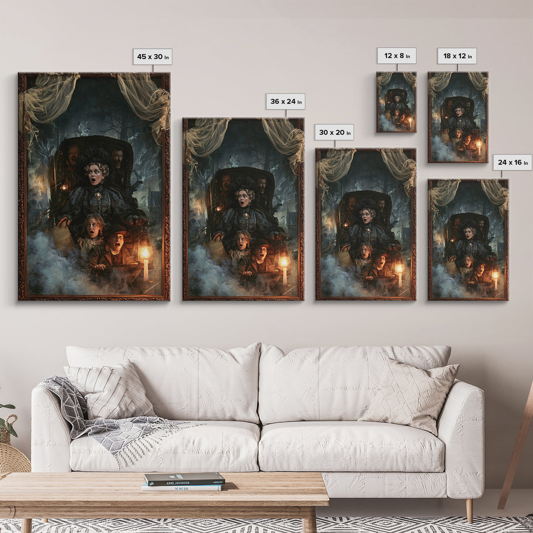 The Haunted Hayride, Dark Academia Wall Art, Vertical Wall Art, Framed Canvas Print, Gothic Wall Decor, Halloween Portrait Art