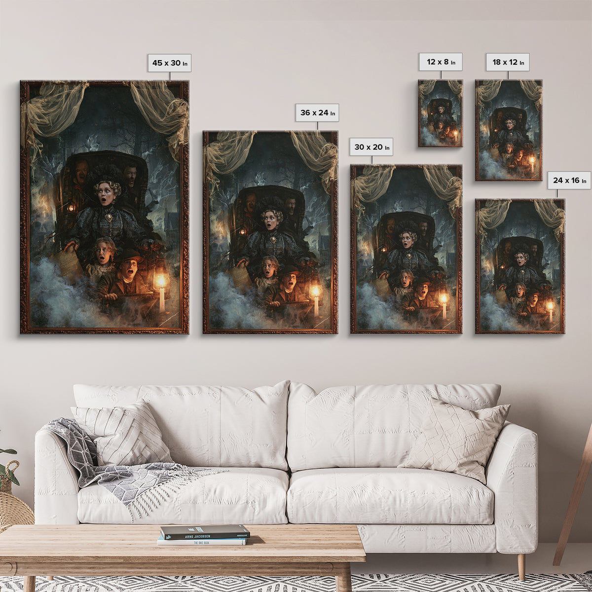 The Haunted Hayride, Dark Academia Wall Art, Vertical Wall Art, Framed Canvas Print, Gothic Wall Decor, Halloween Portrait Art