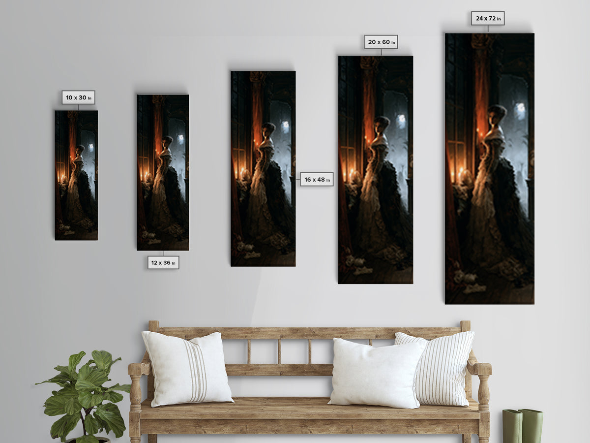 The Haunted Hayride, Macabre Victorian Decor, Tall Narrow Wall Art, Canvas Print, Gothic Wall Decor, Halloween Portrait Art