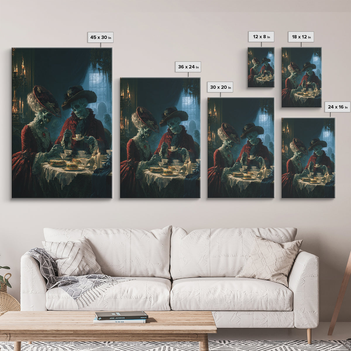 The Zombie Picnic, Macabre Victorian Decor, Vertical Wall Art, Canvas Print, Gothic Wall Decor, Halloween Portrait Art, Statement Wall Art