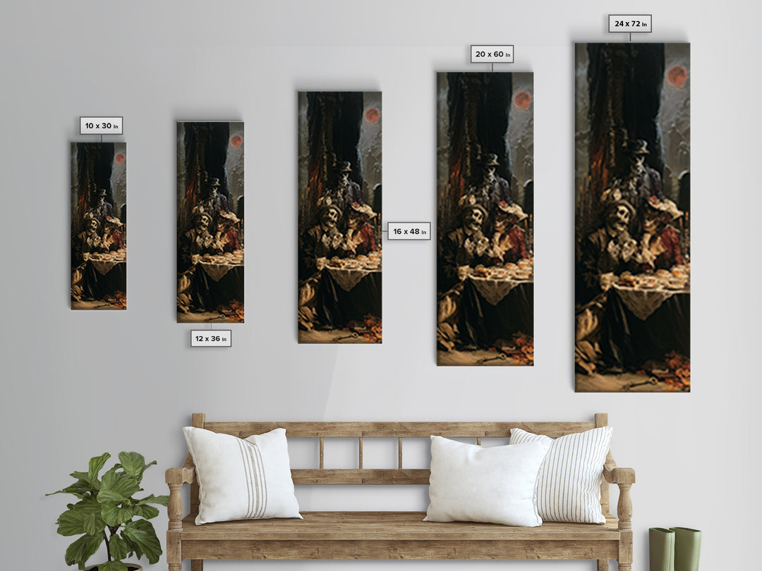 The Zombie Picnic, Victorian Horror Portrait, Tall Narrow Wall Art, Canvas Print, Gothic Wall Decor, Halloween Portrait Art
