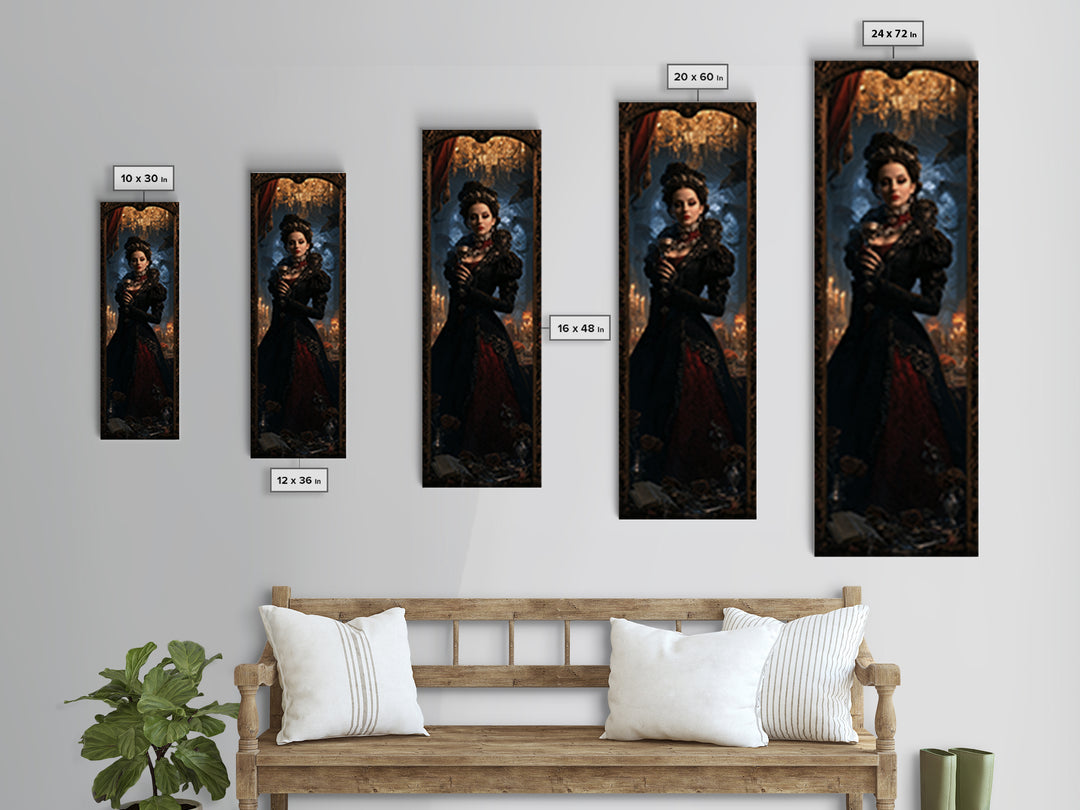 The Vampire Banquet, Antique Gothic Portrait, Tall Narrow Wall Art, Canvas Print, Gothic Wall Decor, Halloween Portrait Art, Horror Wall Art