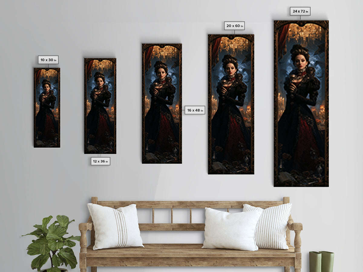 The Vampire Banquet, Antique Gothic Portrait, Tall Narrow Wall Art, Canvas Print, Gothic Wall Decor, Halloween Portrait Art, Horror Wall Art