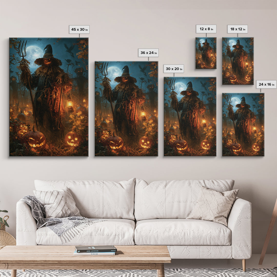 The Scarecrow Uprising, Macabre Victorian Decor, Vertical Wall Art, Framed Canvas Print, Gothic Wall Decor, Halloween Portrait Art