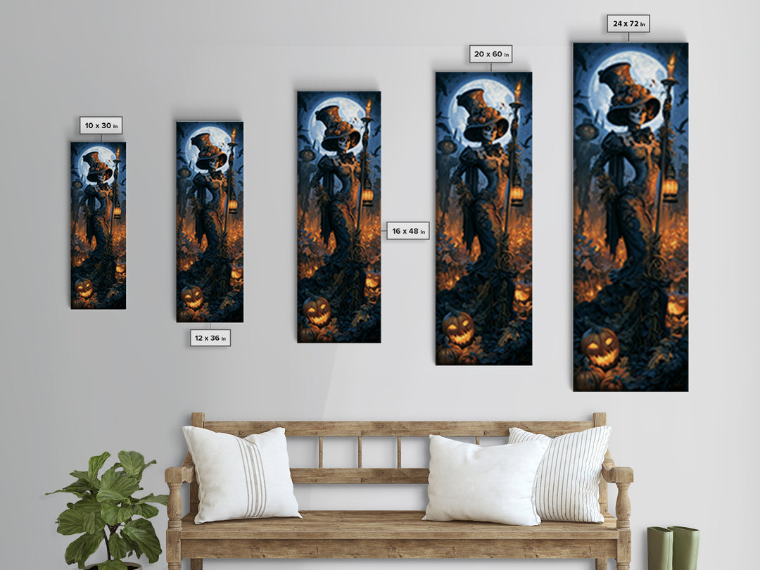 The Scarecrow Uprising, Dark Academia Wall Art, Tall Narrow Wall Art, Framed Canvas Print, Gothic Wall Decor, Halloween Portrait Art