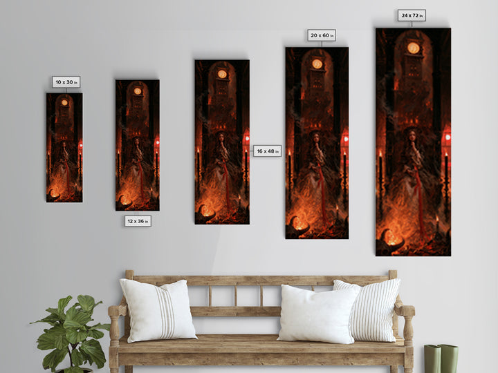 The Thirteenth Bell, Victorian Horror Portrait, Tall Narrow Wall Art, Framed Canvas Print, Gothic Wall Decor, Halloween Portrait Art