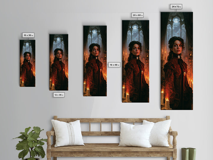The Cemetery Lantern Festival, Macabre Victorian Decor, Tall Narrow Wall Art, Canvas Print, Gothic Wall Decor, Halloween Portrait Art
