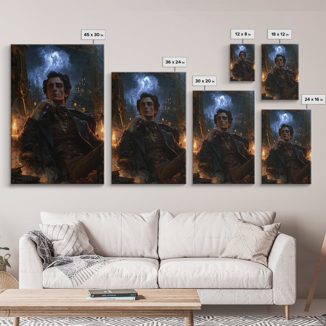 The Halloween Storm, Victorian Gothic Art, Vertical Wall Art, Canvas Print, Gothic Wall Decor, Halloween Portrait Art, Gothic Home Decor