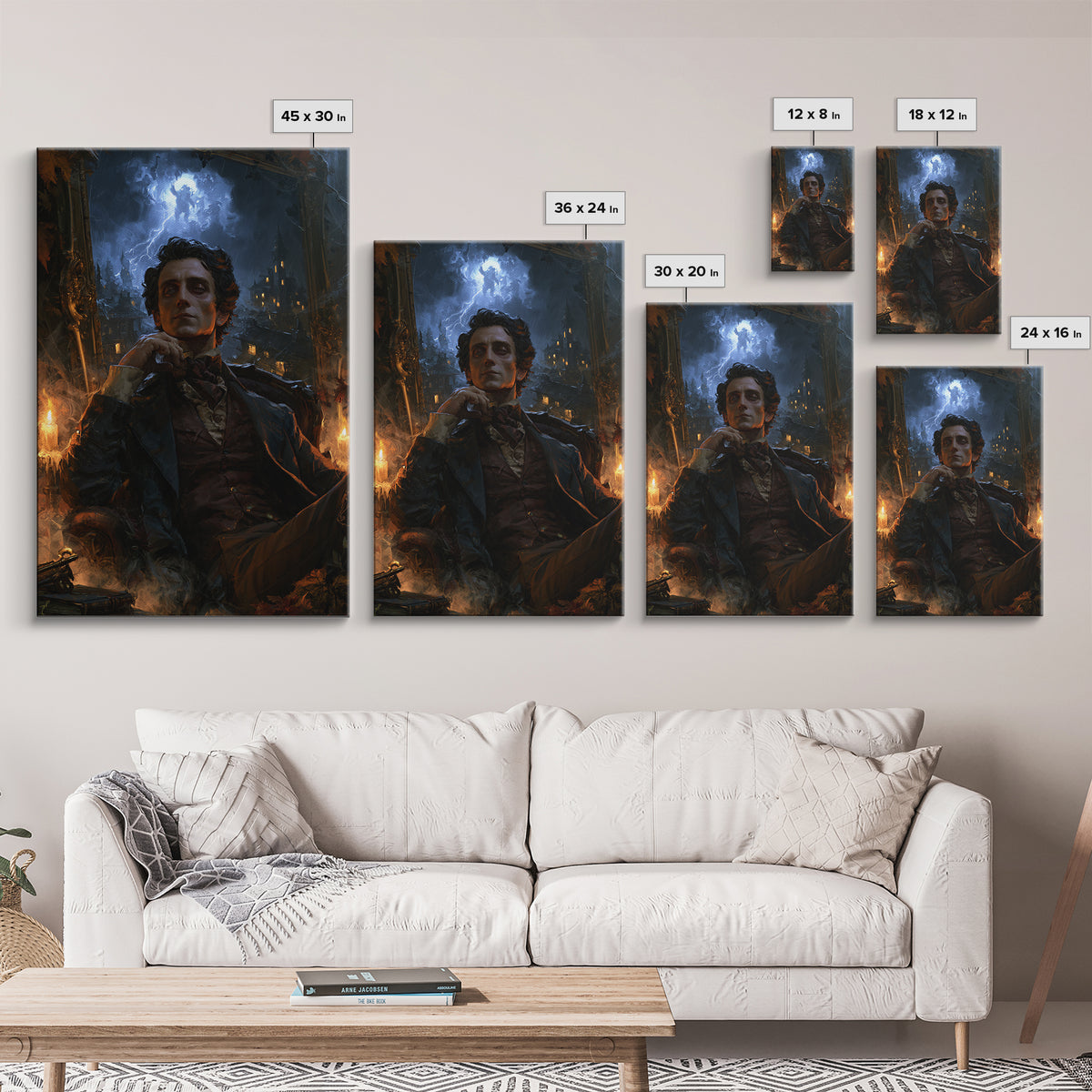 The Halloween Storm, Victorian Gothic Art, Vertical Wall Art, Canvas Print, Gothic Wall Decor, Halloween Portrait Art, Gothic Home Decor