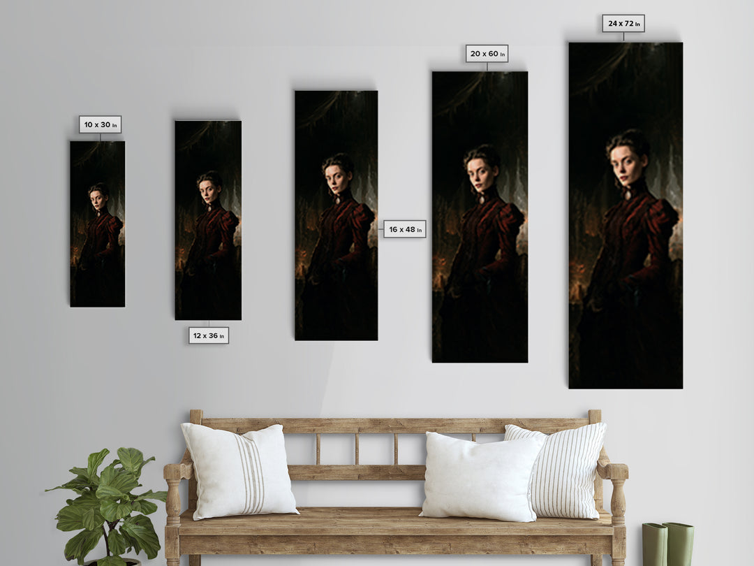The Halloween Storm, Dark Academia Wall Art, Tall Narrow Wall Art, Framed Canvas Print, Gothic Wall Decor, Halloween Portrait Art