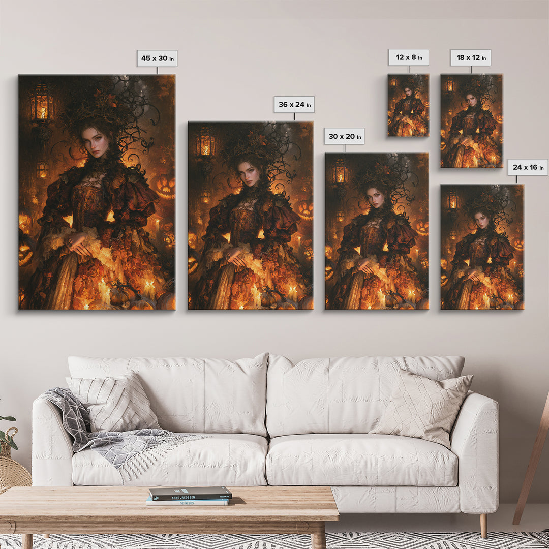 The First Frost Awakening, Victorian Gothic Art, Vertical Wall Art, Framed Canvas Print, Gothic Wall Decor, Halloween Portrait Art