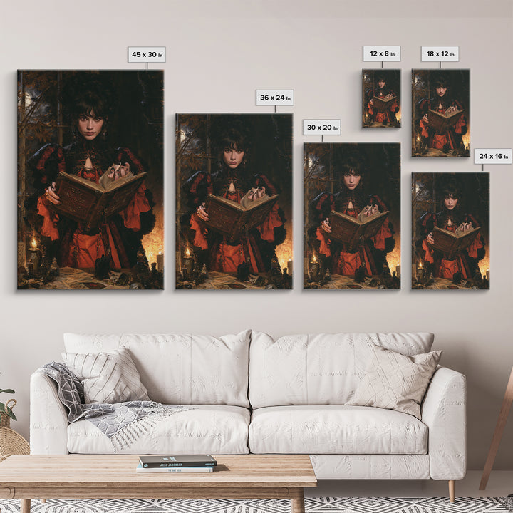 The Living Spellbook, Macabre Victorian Decor, Vertical Wall Art, Canvas Print, Gothic Wall Decor, Halloween Portrait Art