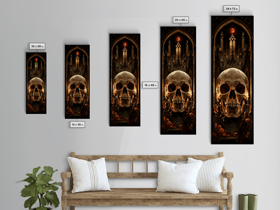The Talking Skull, Dark Academia Wall Art, Tall Narrow Wall Art, Framed Canvas Print, Gothic Wall Decor, Halloween Portrait Art
