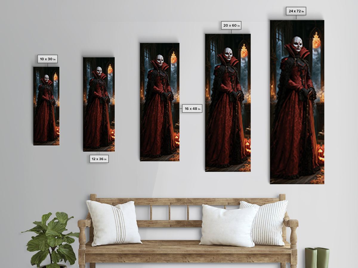 The Cracked Porcelain Mask, Macabre Victorian Decor, Tall Narrow Wall Art, Canvas Print, Gothic Wall Decor, Halloween Portrait Art