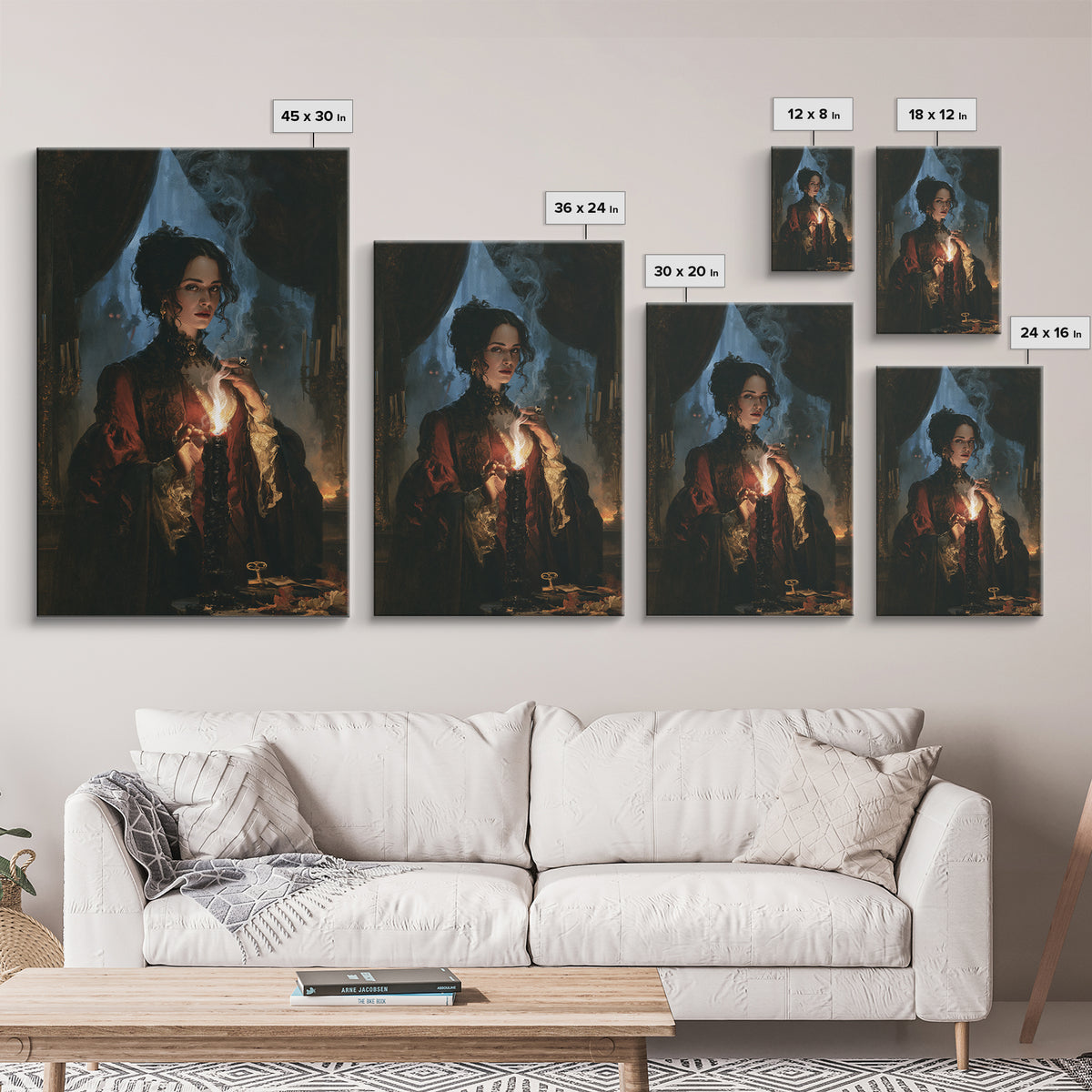 The Black Wax Candle, Dark Academia Wall Art, Vertical Wall Art, Canvas Print, Gothic Wall Decor, Halloween Portrait Art, Horror Wall Art