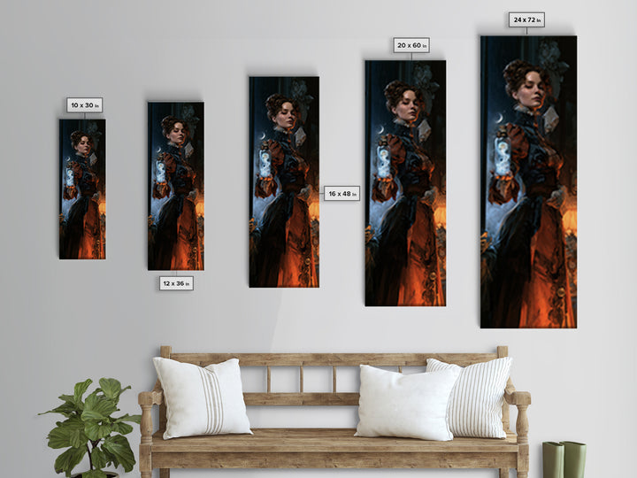 The Bottled Ghost, Victorian Gothic Art, Tall Narrow Wall Art, Canvas Print, Gothic Wall Decor, Halloween Portrait Art, Statement Wall Art