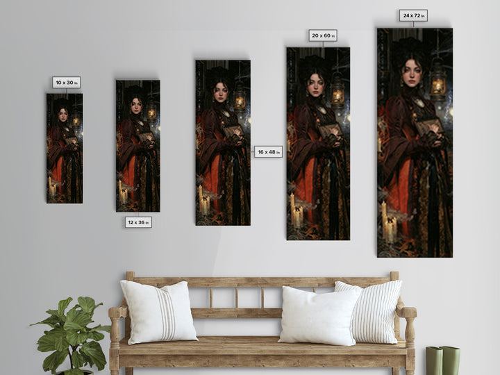 The Antique Spirit Board, Victorian Gothic Art, Tall Narrow Wall Art, Canvas Print, Gothic Wall Decor, Halloween Portrait Art