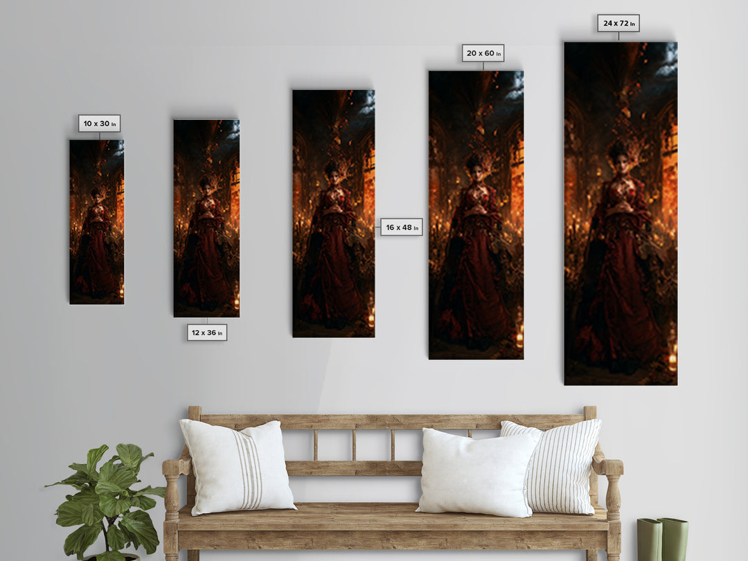 The Witch'S Broom, Victorian Gothic Art, Tall Narrow Wall Art, Canvas Print, Gothic Wall Decor, Halloween Portrait Art, Halloween Wall Art