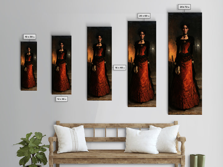 The Haunted Portrait, Victorian Gothic Art, Tall Narrow Wall Art, Canvas Print, Gothic Wall Decor, Halloween Portrait Art