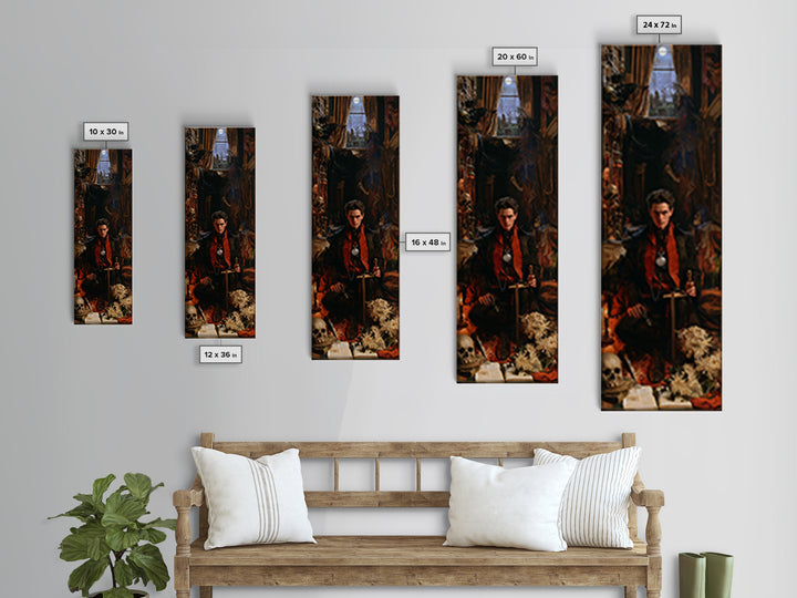 Dark Academia Halloween, Dark Academia Wall Art, Tall Narrow Wall Art, Canvas Print, Gothic Wall Decor, Halloween Portrait Art