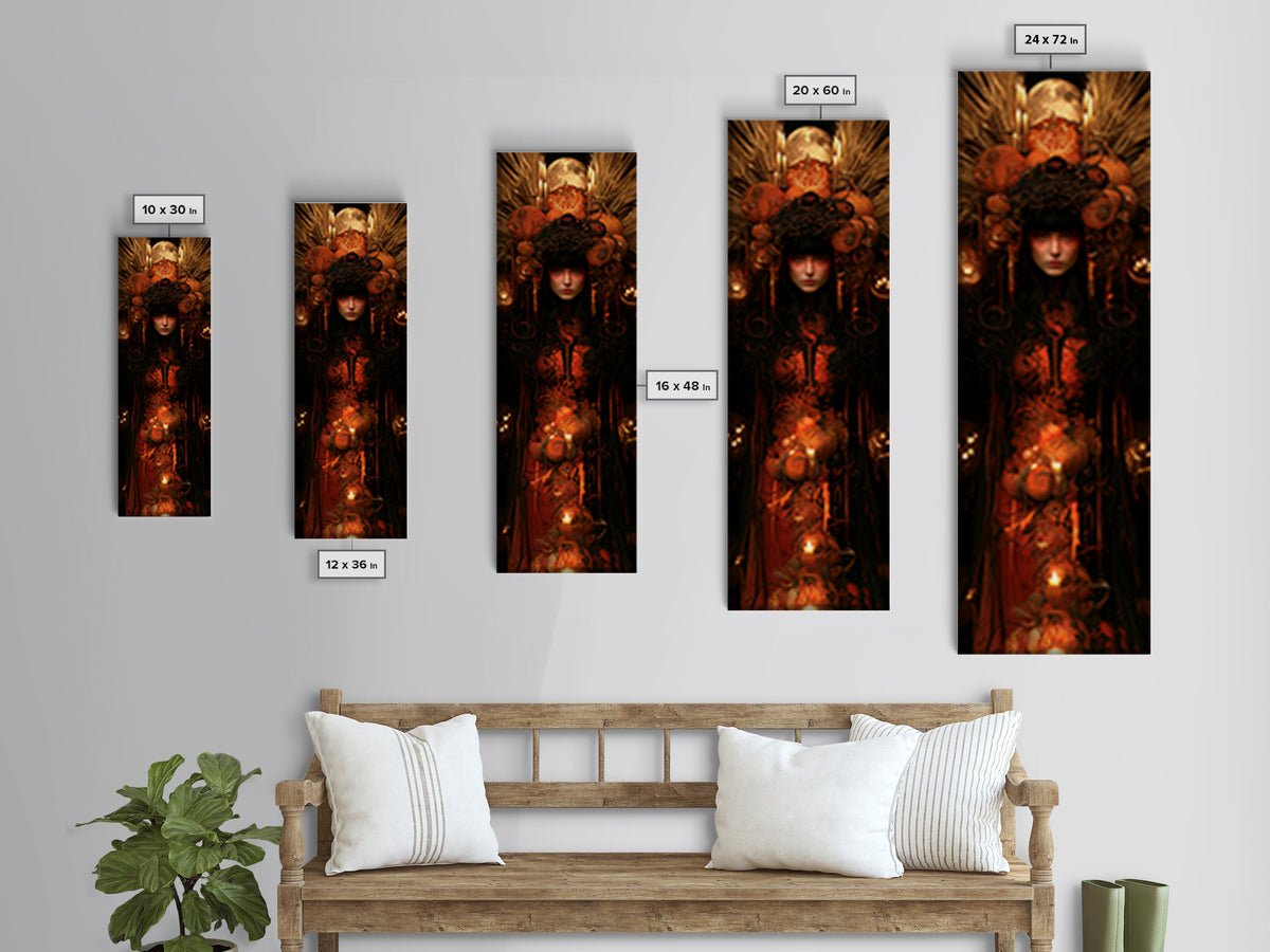 Occult Harvest Festival, Victorian Horror Portrait, Tall Narrow Wall Art, Canvas Print, Gothic Wall Decor, Halloween Portrait Art