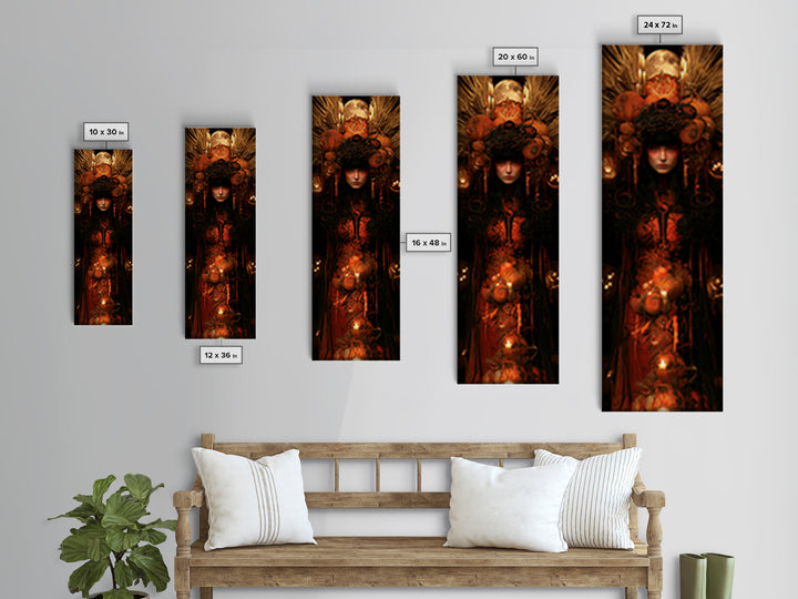 Occult Harvest Festival, Victorian Horror Portrait, Tall Narrow Wall Art, Canvas Print, Gothic Wall Decor, Halloween Portrait Art