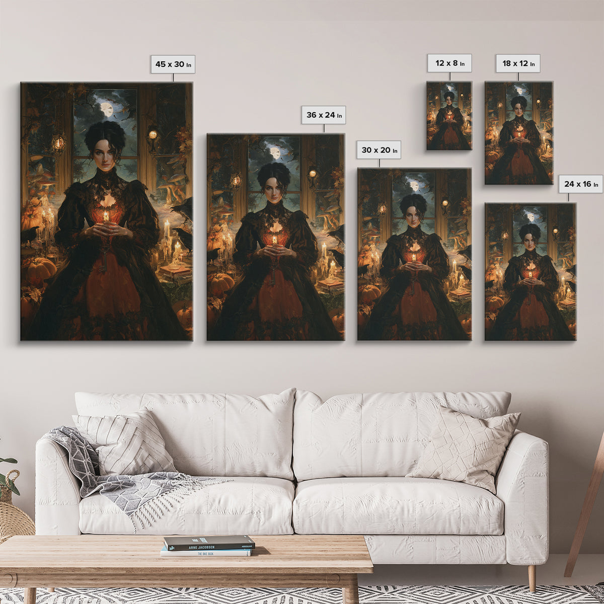 Enchanted Woodland Halloween, Victorian Gothic Art, Vertical Wall Art, Framed Canvas Print, Gothic Wall Decor, Halloween Portrait Art