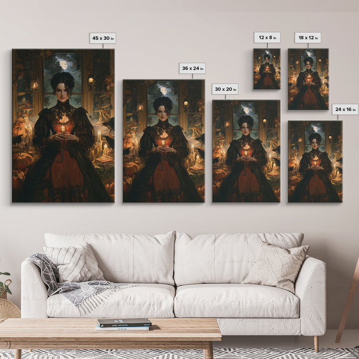 Enchanted Woodland Halloween, Victorian Gothic Art, Vertical Wall Art, Framed Canvas Print, Gothic Wall Decor, Halloween Portrait Art