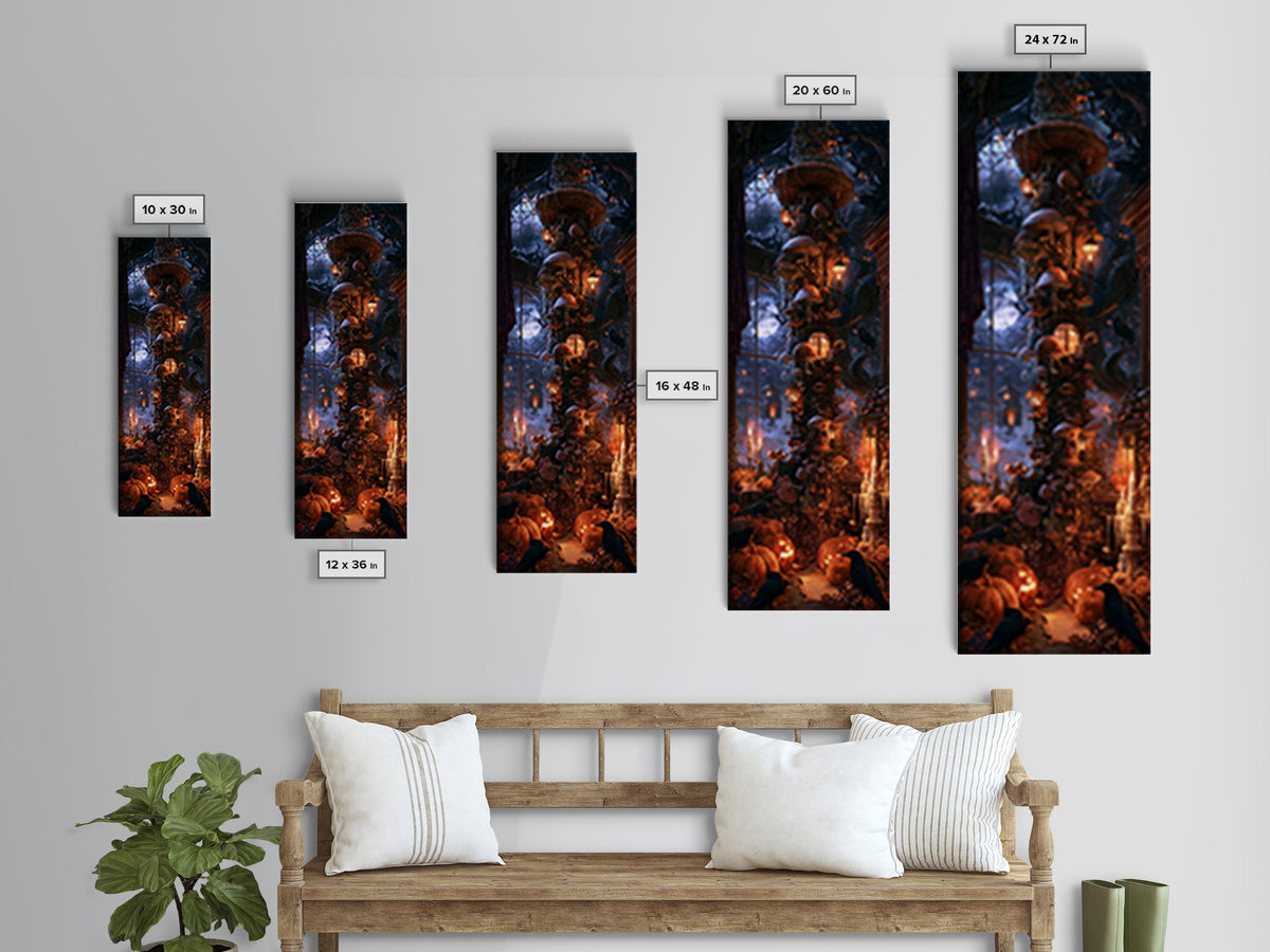 Enchanted Woodland Halloween, Victorian Gothic Art, Tall Narrow Wall Art, Canvas Print, Gothic Wall Decor, Halloween Portrait Art