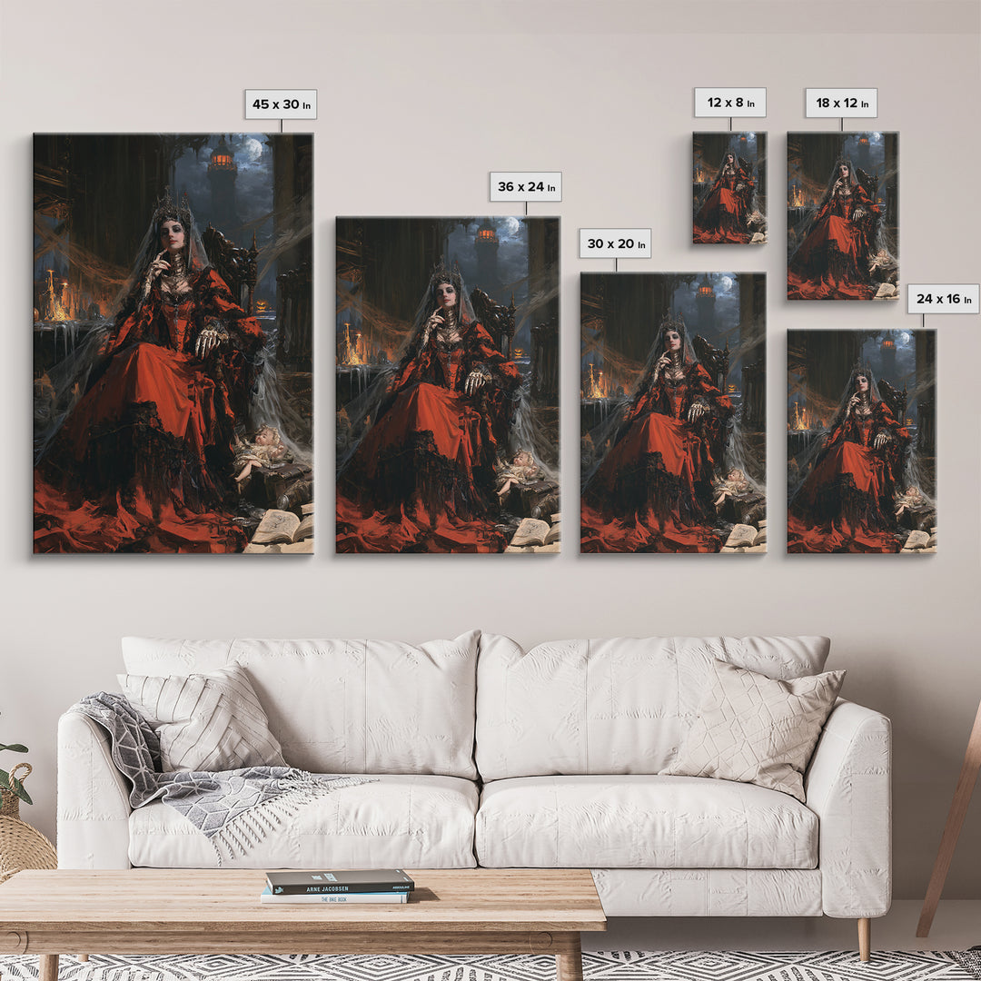 Haunted Seaside Halloween, Macabre Victorian Decor, Vertical Wall Art, Framed Canvas Print, Gothic Wall Decor, Halloween Portrait Art