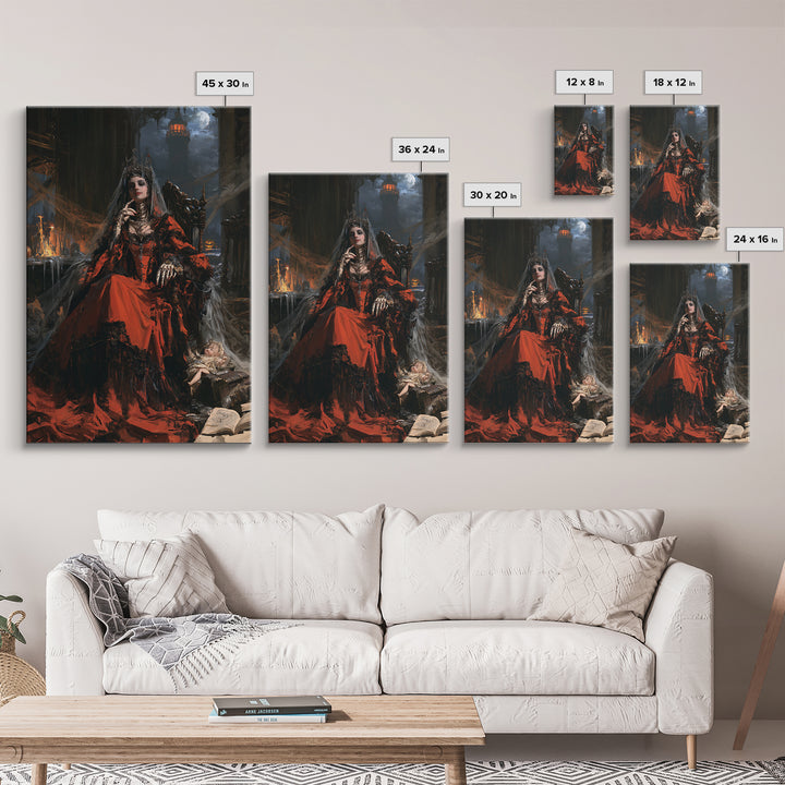 Haunted Seaside Halloween, Macabre Victorian Decor, Vertical Wall Art, Framed Canvas Print, Gothic Wall Decor, Halloween Portrait Art