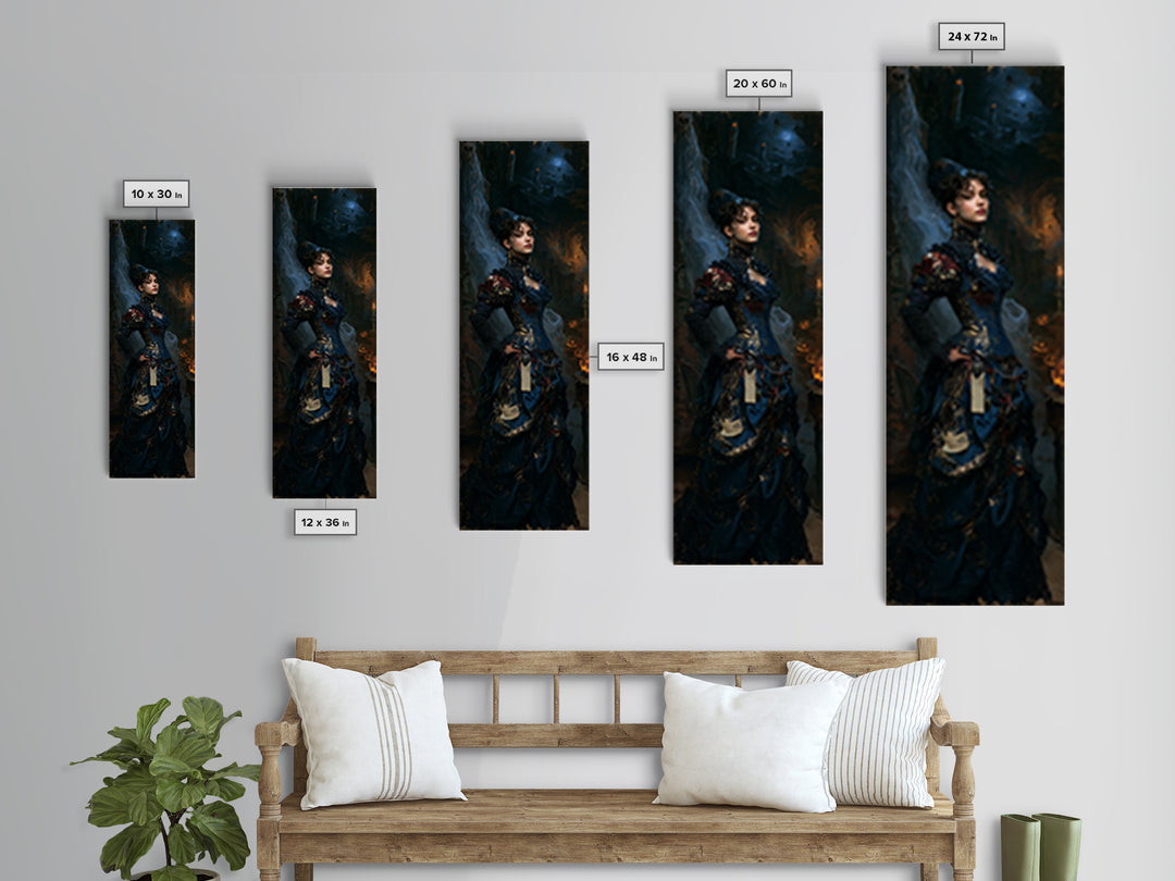 Haunted Seaside Halloween, Macabre Victorian Decor, Tall Narrow Wall Art, Framed Canvas Print, Gothic Wall Decor, Halloween Portrait Art