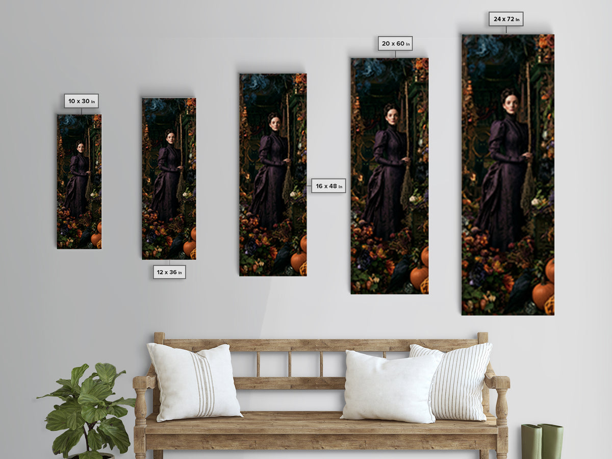 The Poison Garden, Macabre Victorian Decor, Tall Narrow Wall Art, Framed Canvas Print, Gothic Wall Decor, Halloween Portrait Art