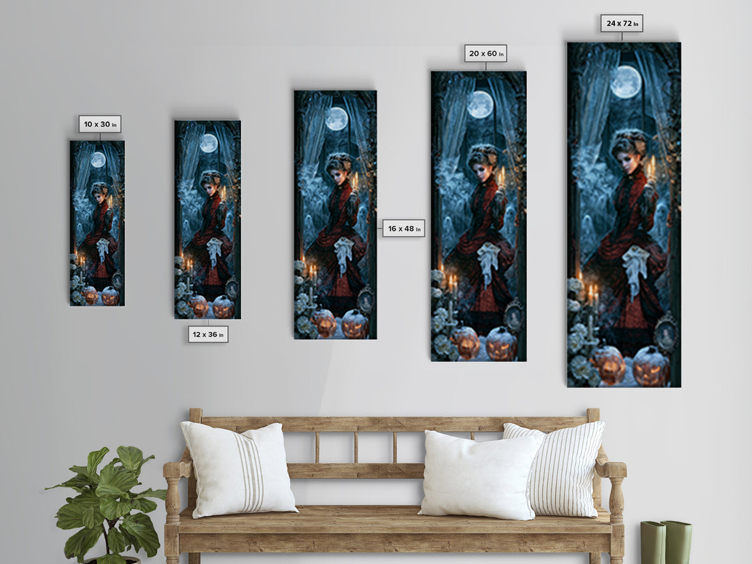 Frozen Halloween, Antique Gothic Portrait, Tall Narrow Wall Art, Canvas Print, Gothic Wall Decor, Halloween Portrait Art, Spooky Wall Decor