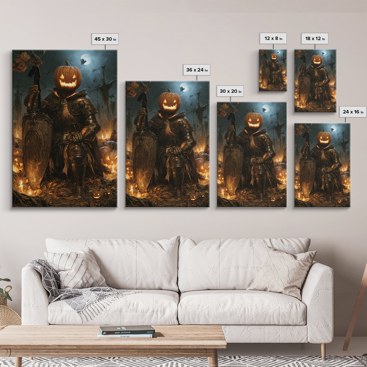 The Pumpkin Paladin, Victorian Horror Portrait, Vertical Wall Art, Canvas Print, Gothic Wall Decor, Halloween Portrait Art, Macabre Wall Art
