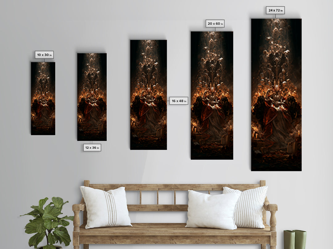 The Necromancer Queen, Macabre Victorian Decor, Tall Narrow Wall Art, Framed Canvas Print, Gothic Wall Decor, Halloween Portrait Art