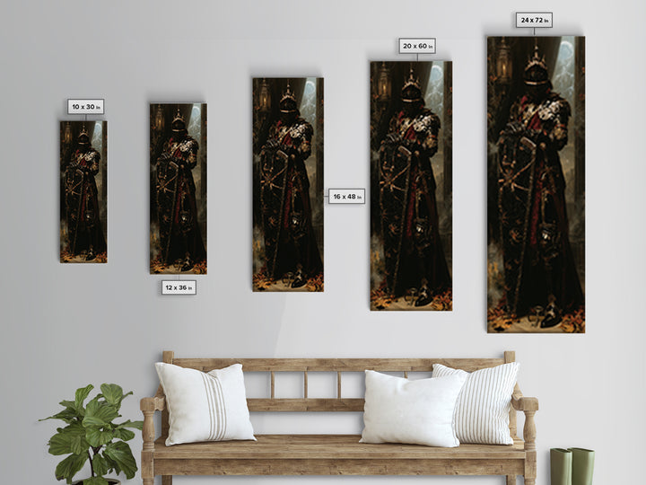 The Spider Knight, Antique Gothic Portrait, Tall Narrow Wall Art, Canvas Print, Gothic Wall Decor, Halloween Portrait Art, Horror Wall Art