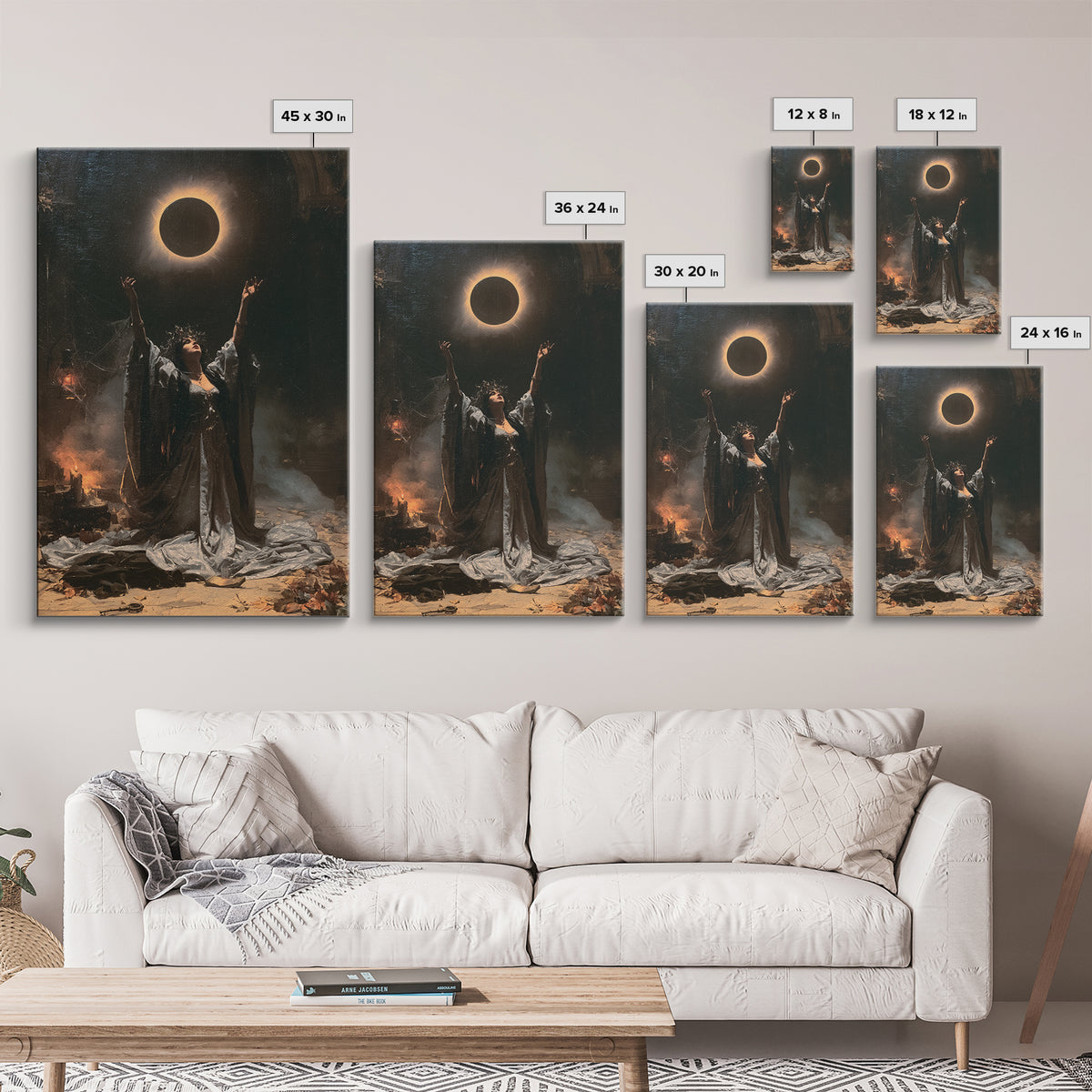 The Moon Priestess, Macabre Victorian Decor, Vertical Wall Art, Canvas Print, Gothic Wall Decor, Halloween Portrait Art, Macabre Wall Art