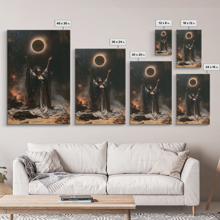 The Moon Priestess, Macabre Victorian Decor, Vertical Wall Art, Canvas Print, Gothic Wall Decor, Halloween Portrait Art, Macabre Wall Art