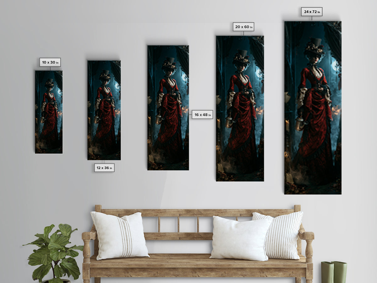 The Graveyard Gardener, Antique Gothic Portrait, Tall Narrow Wall Art, Canvas Print, Gothic Wall Decor, Halloween Portrait Art