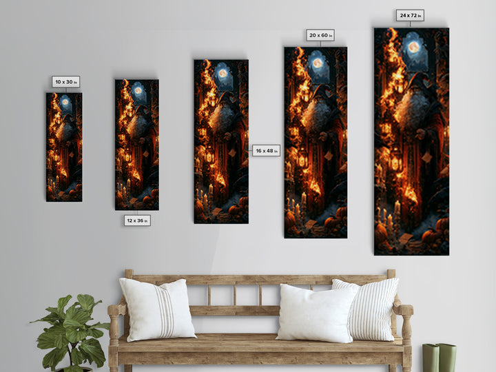 The Lantern Mage, Macabre Victorian Decor, Tall Narrow Wall Art, Framed Canvas Print, Gothic Wall Decor, Halloween Portrait Art