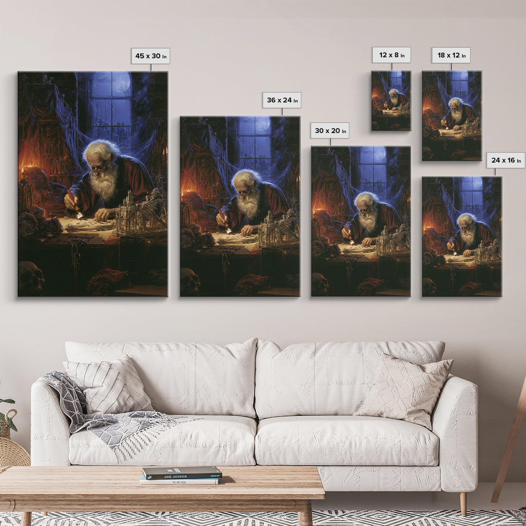The Bone Sculptor, Antique Gothic Portrait, Vertical Wall Art, Canvas Print, Gothic Wall Decor, Halloween Portrait Art, Macabre Wall Art