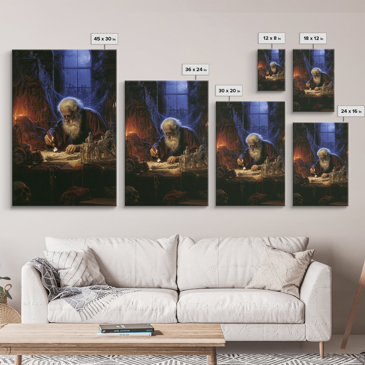 The Bone Sculptor, Antique Gothic Portrait, Vertical Wall Art, Canvas Print, Gothic Wall Decor, Halloween Portrait Art, Macabre Wall Art