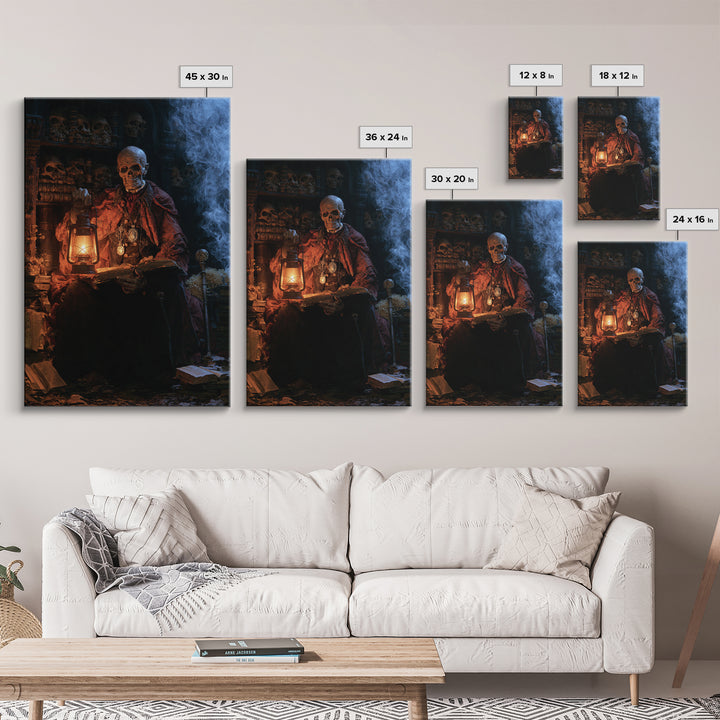 The Crypt Librarian, Victorian Horror Portrait, Vertical Wall Art, Canvas Print, Gothic Wall Decor, Halloween Portrait Art, Macabre Wall Art