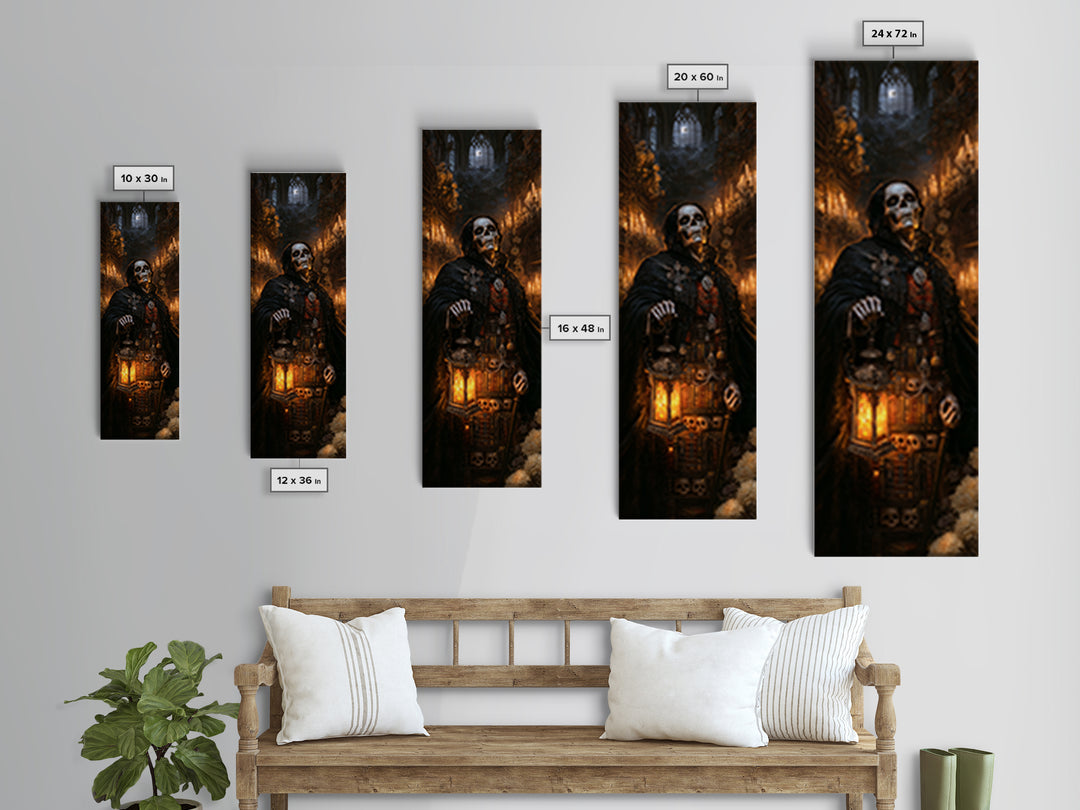 The Crypt Librarian, Victorian Horror Portrait, Tall Narrow Wall Art, Canvas Print, Gothic Wall Decor, Halloween Portrait Art