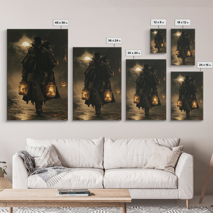 The Soul Collector, Dark Academia Wall Art, Vertical Wall Art, Canvas Print, Gothic Wall Decor, Halloween Portrait Art, Macabre Wall Art
