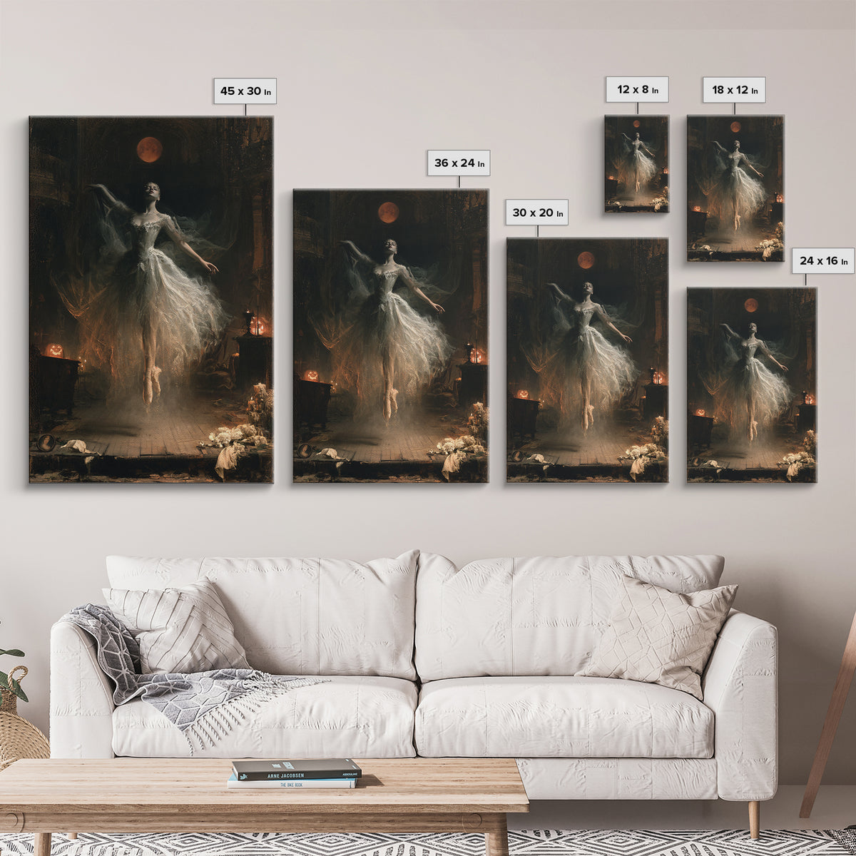 The Phantom Ballerina, Victorian Gothic Art, Vertical Wall Art, Canvas Print, Gothic Wall Decor, Halloween Portrait Art